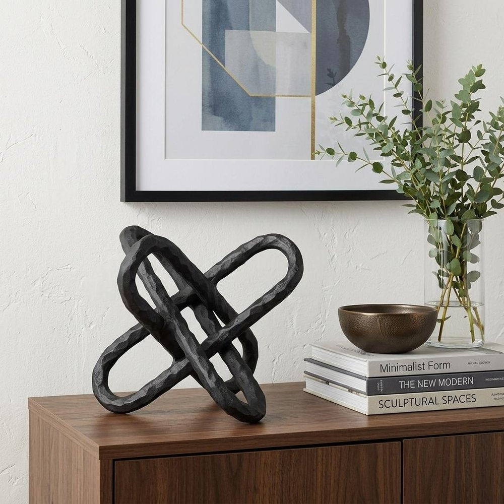 10" Black Metal Chain Link Tabletop Sculpture HomeRoots