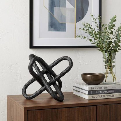 10" Black Metal Chain Link Tabletop Sculpture HomeRoots