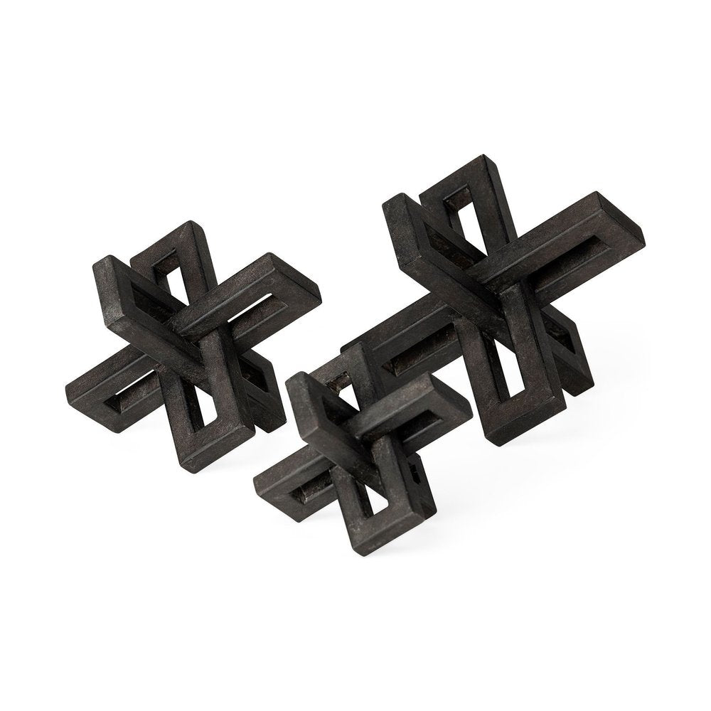 Set of Three 4" Black Metal Tabletop Sculpture HomeRoots