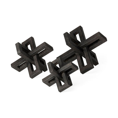 Set of Three 4" Black Metal Tabletop Sculpture HomeRoots