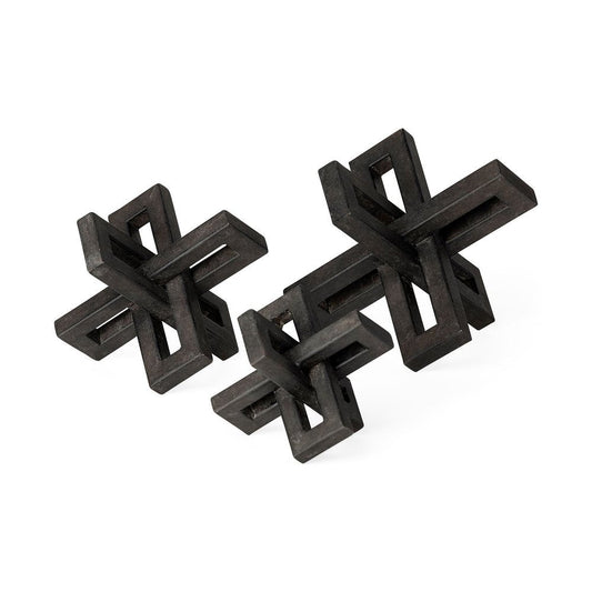 Set of Three 4" Black Metal Tabletop Sculpture HomeRoots