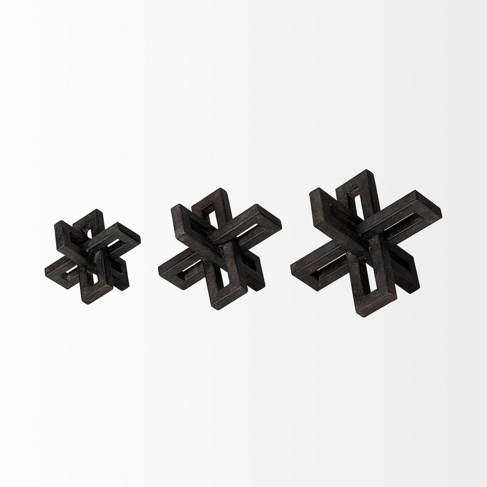 Set of Three 4" Black Metal Tabletop Sculpture — view 2