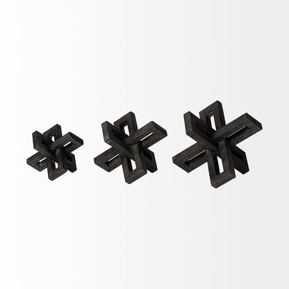 Set of Three 4" Black Metal Tabletop Sculpture HomeRoots