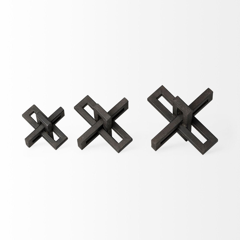 Set of Three 4" Black Metal Tabletop Sculpture HomeRoots