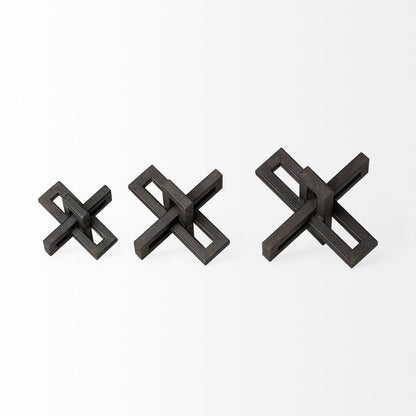 Set of Three 4" Black Metal Tabletop Sculpture HomeRoots