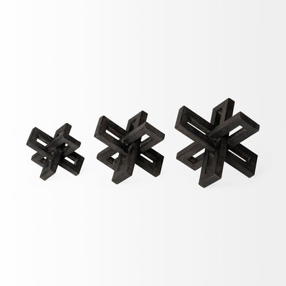 Set Of Three Black Metal Decorative Jacks