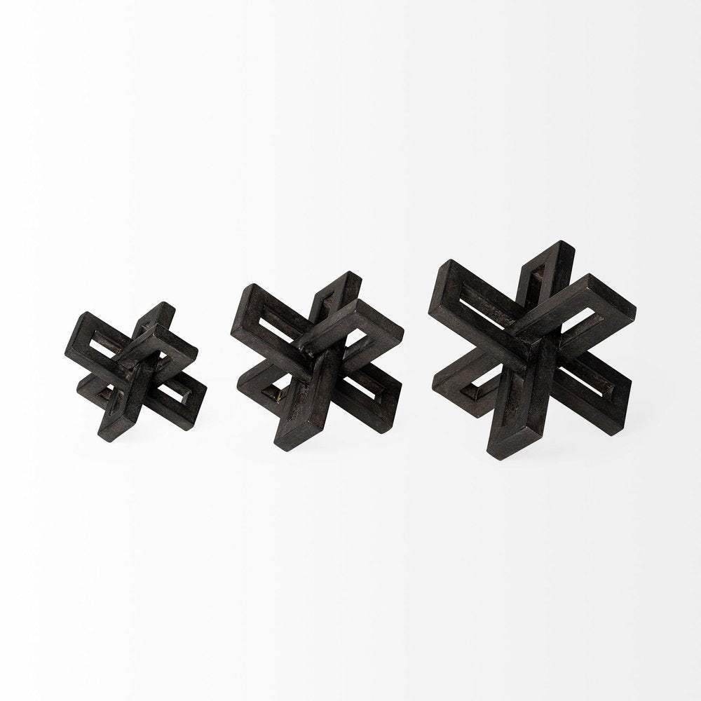 Set of Three 4" Black Metal Tabletop Sculpture HomeRoots
