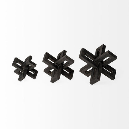 Set of Three 4" Black Metal Tabletop Sculpture HomeRoots