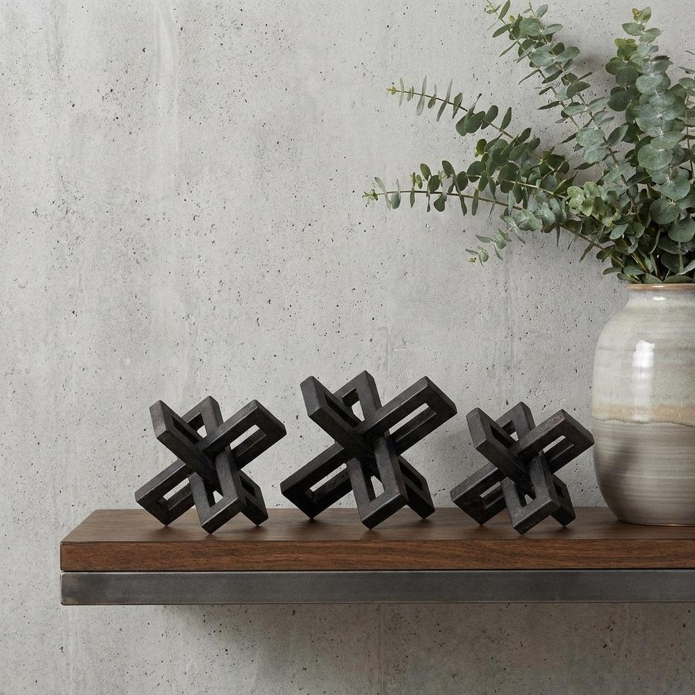 Set of Three 4" Black Metal Tabletop Sculpture — view 7
