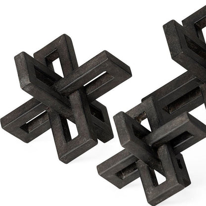 Set of Three 4" Black Metal Tabletop Sculpture HomeRoots