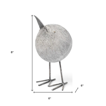 8" Off White Resin And Metal Snipe Bird Tabletop Sculpture HomeRoots