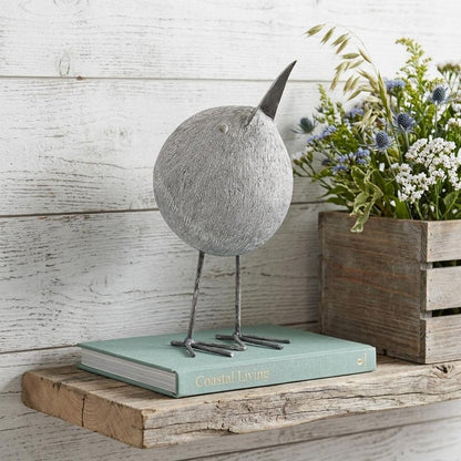 8" Off White Resin And Metal Snipe Bird Tabletop Sculpture HomeRoots