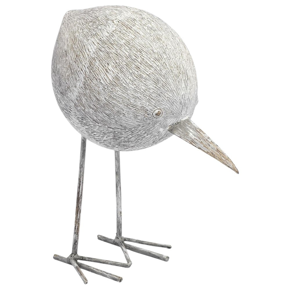 7" Off White Resin And Metal Snipe Bird Tabletop Sculpture — view 8