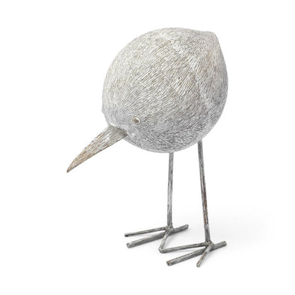 7" Off White Resin And Metal Snipe Bird Tabletop Sculpture HomeRoots