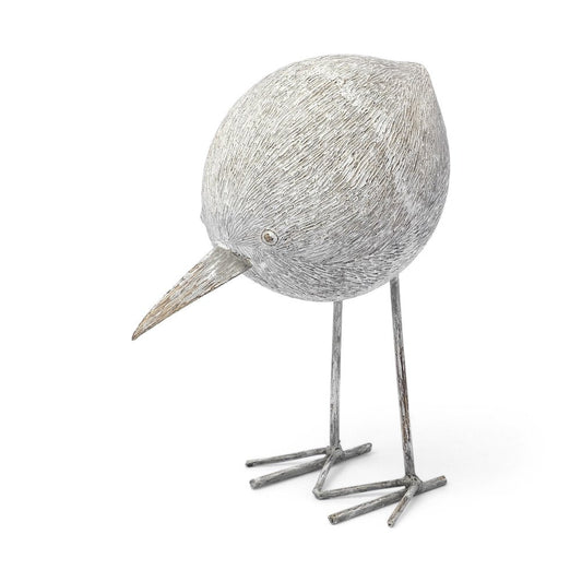 7" Off White Resin And Metal Snipe Bird Tabletop Sculpture HomeRoots