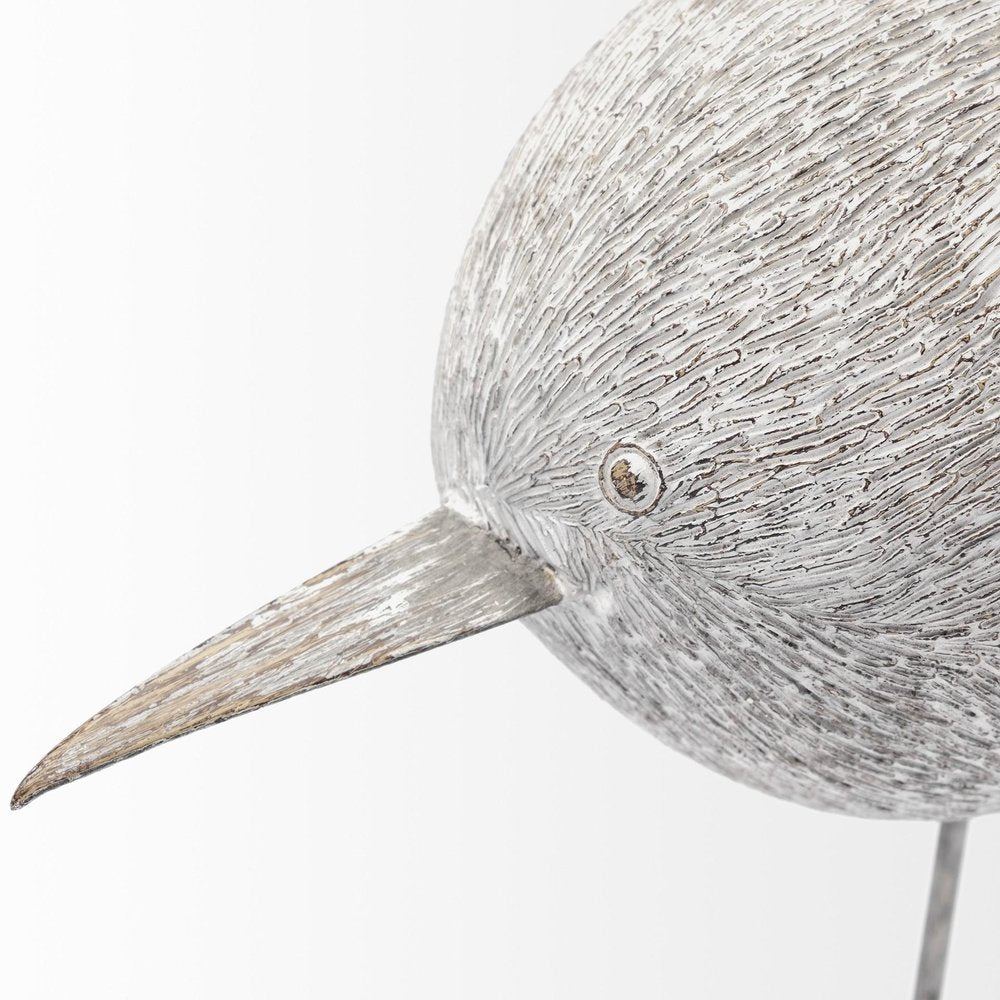 7" Off White Resin And Metal Snipe Bird Tabletop Sculpture HomeRoots