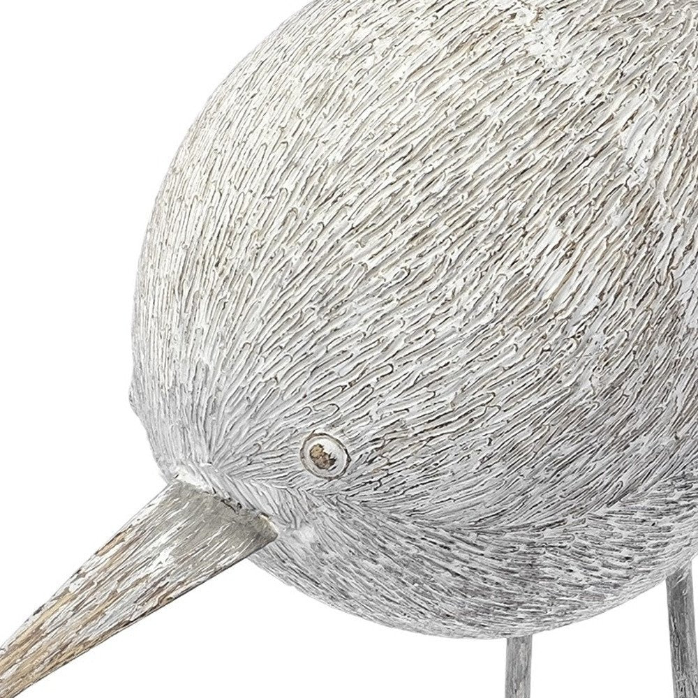 7" Off White Resin And Metal Snipe Bird Tabletop Sculpture — view 5