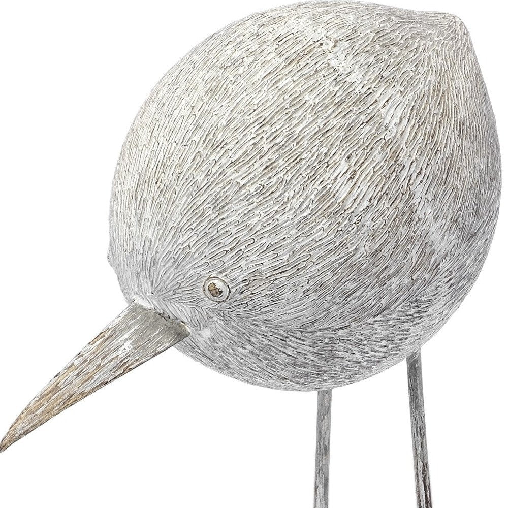 7" Off White Resin And Metal Snipe Bird Tabletop Sculpture HomeRoots