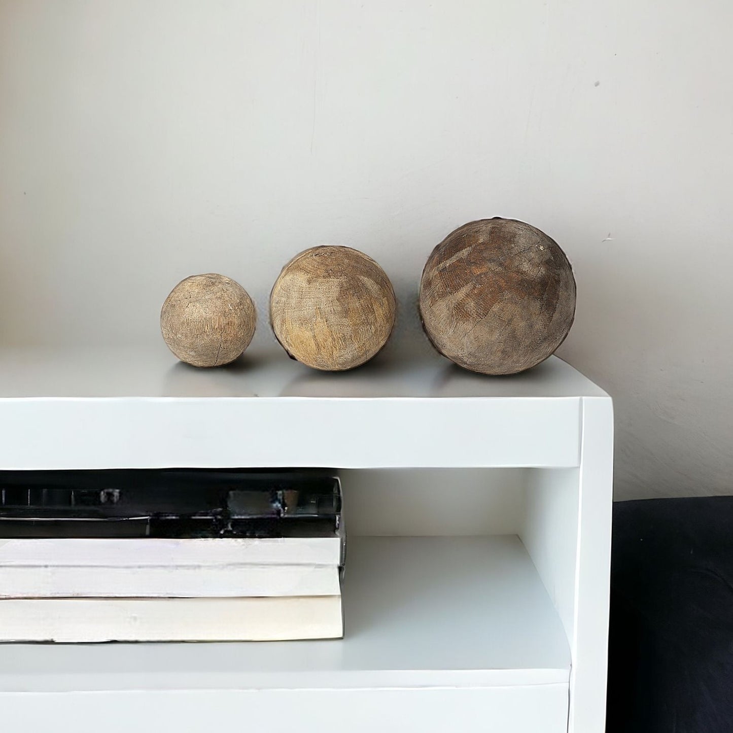 Set Of Three Wooden Spheres