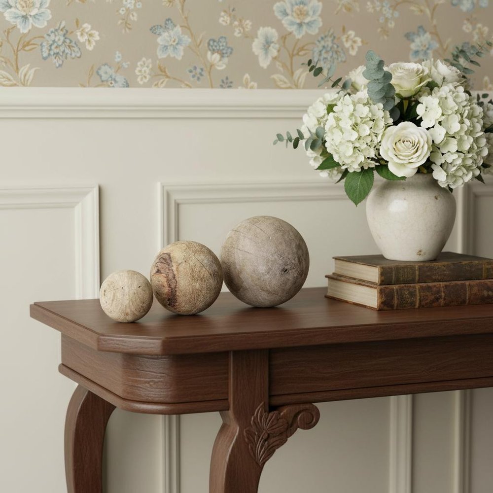 Set Of Three Wooden Spheres HomeRoots