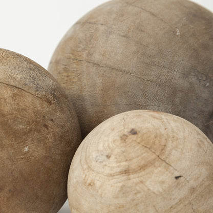 Set Of Three Wooden Spheres