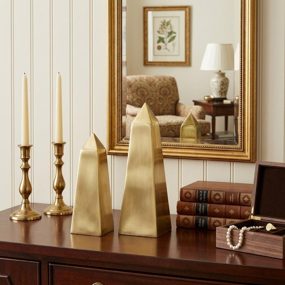 Set of Two 11" Gold Metal Tabletop Sculpture HomeRoots