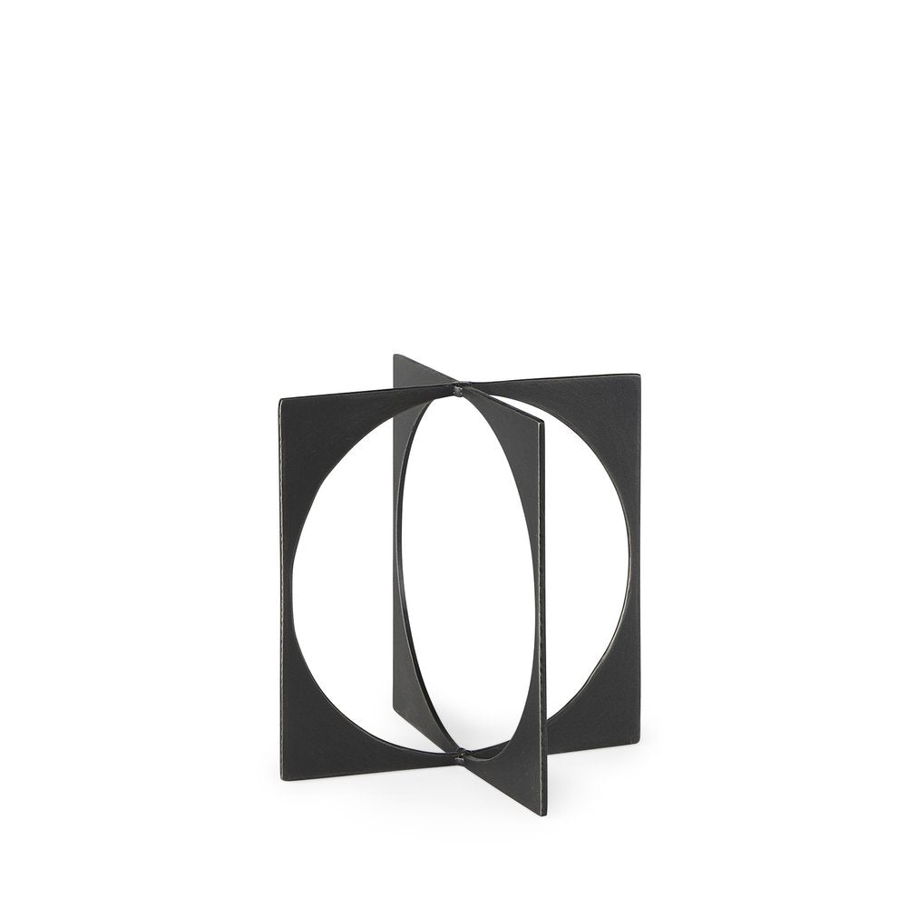 9" Charcoal Gray Metal Circle Square Sculpture HomeRoots