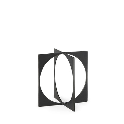 9" Charcoal Gray Metal Circle Square Sculpture HomeRoots