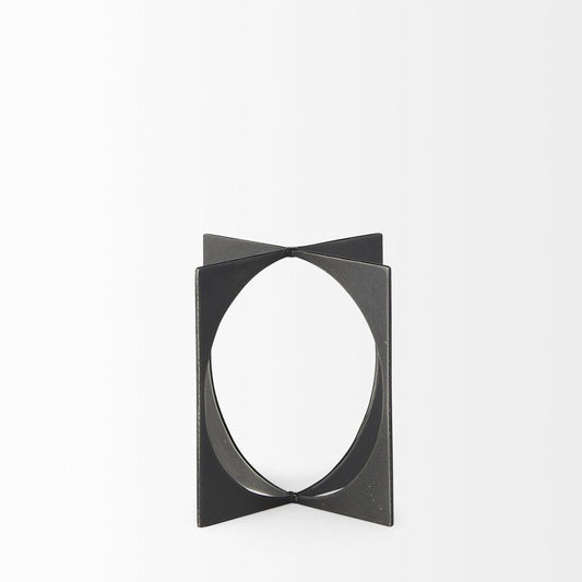9" Charcoal Gray Metal Circle Square Sculpture HomeRoots