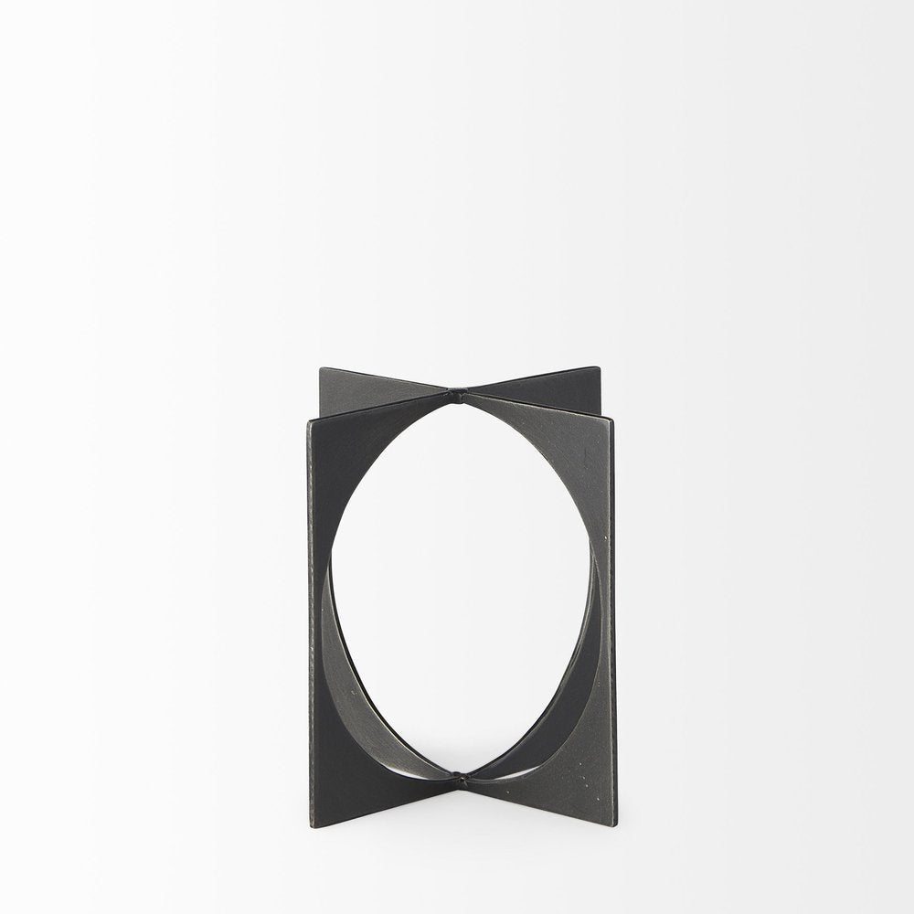 9" Charcoal Gray Metal Circle Square Sculpture HomeRoots