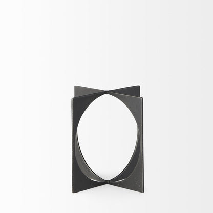 9" Charcoal Gray Metal Circle Square Sculpture HomeRoots