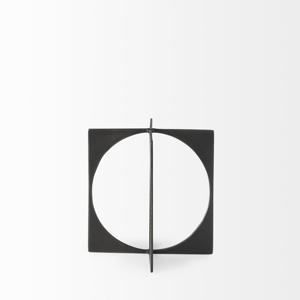 9" Charcoal Gray Metal Circle Square Sculpture HomeRoots