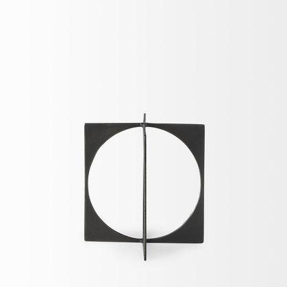 9" Charcoal Gray Metal Circle Square Sculpture HomeRoots