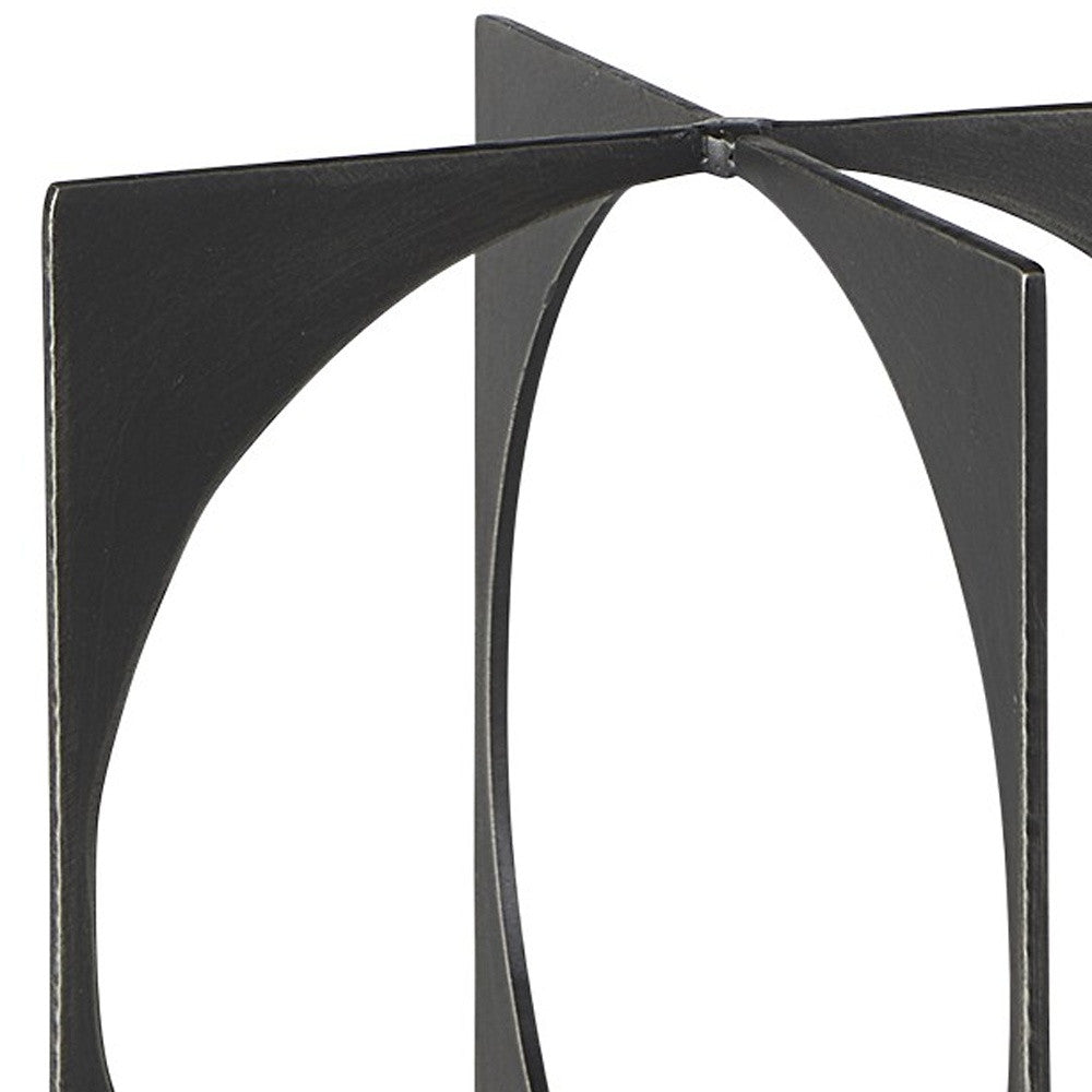 9" Charcoal Gray Metal Circle Square Sculpture