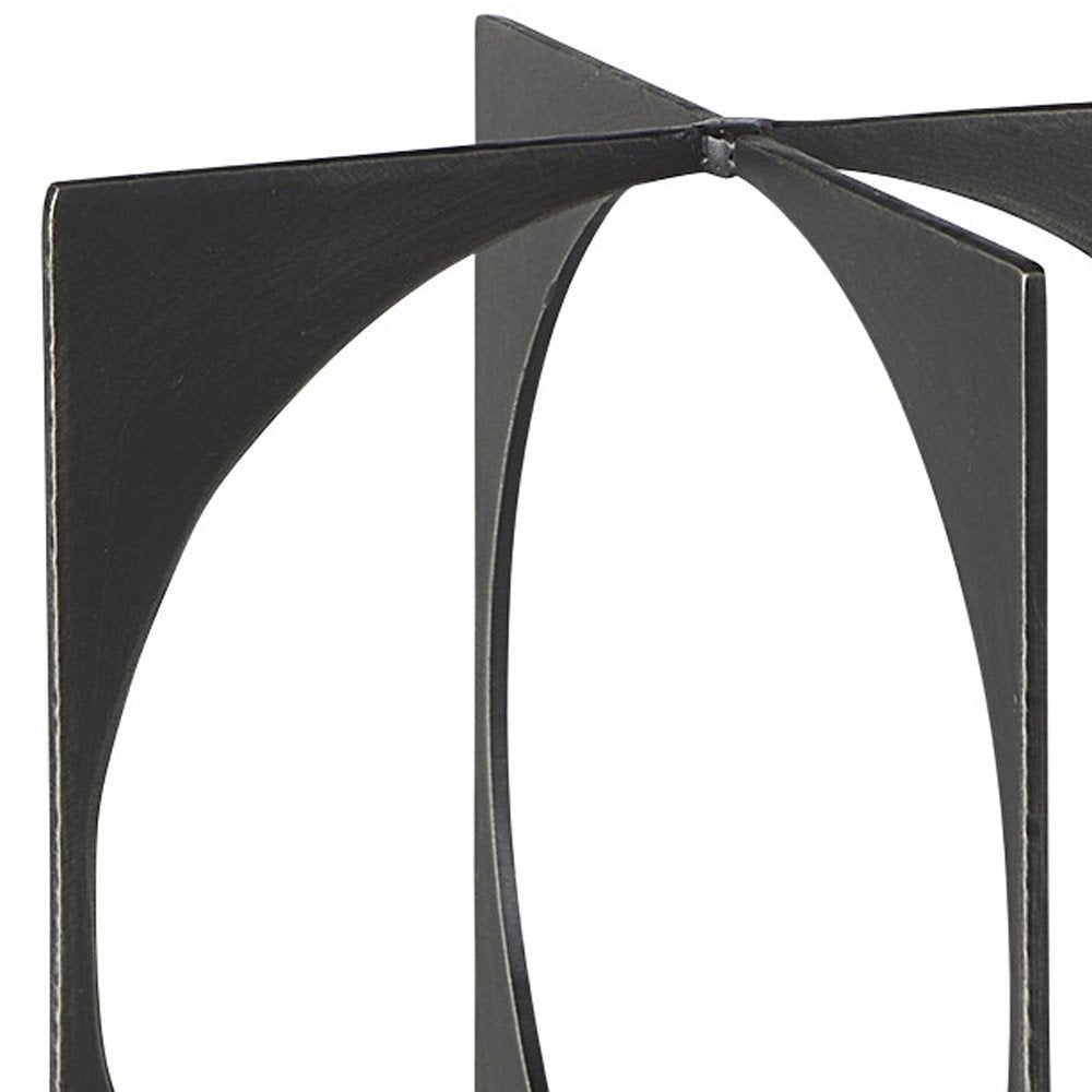 9" Charcoal Gray Metal Circle Square Sculpture HomeRoots