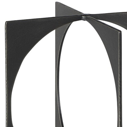9" Charcoal Gray Metal Circle Square Sculpture HomeRoots
