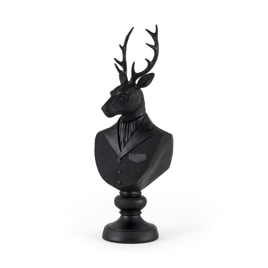 23" Black Polyresin Suited Deer Bust Tabletop Sculpture HomeRoots