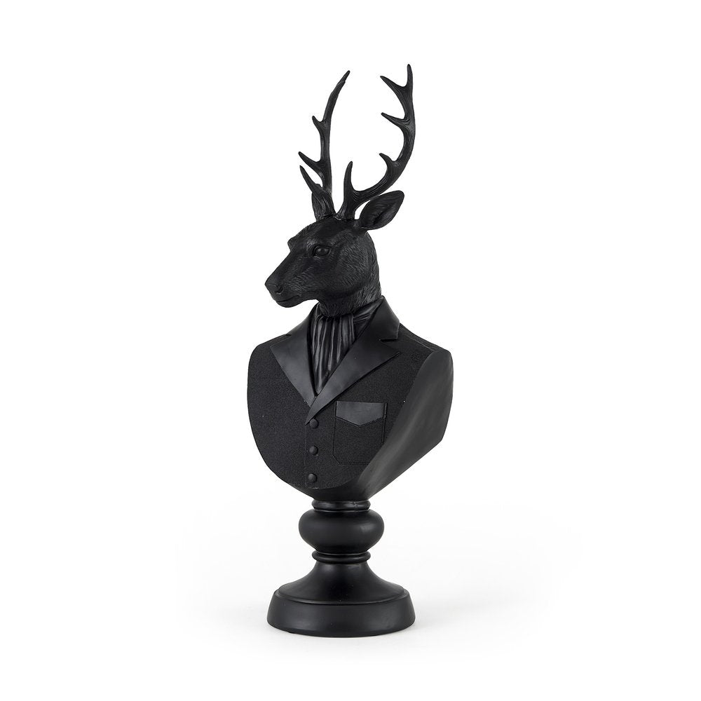 23" Black Polyresin Suited Deer Bust Tabletop Sculpture HomeRoots