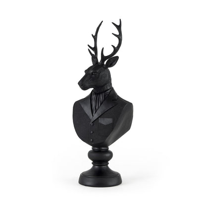 23" Black Polyresin Suited Deer Bust Tabletop Sculpture HomeRoots