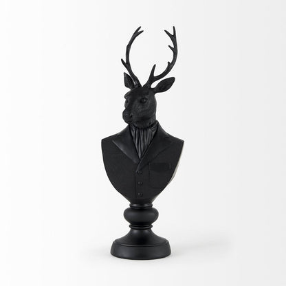 23" Black Polyresin Suited Deer Bust Tabletop Sculpture HomeRoots