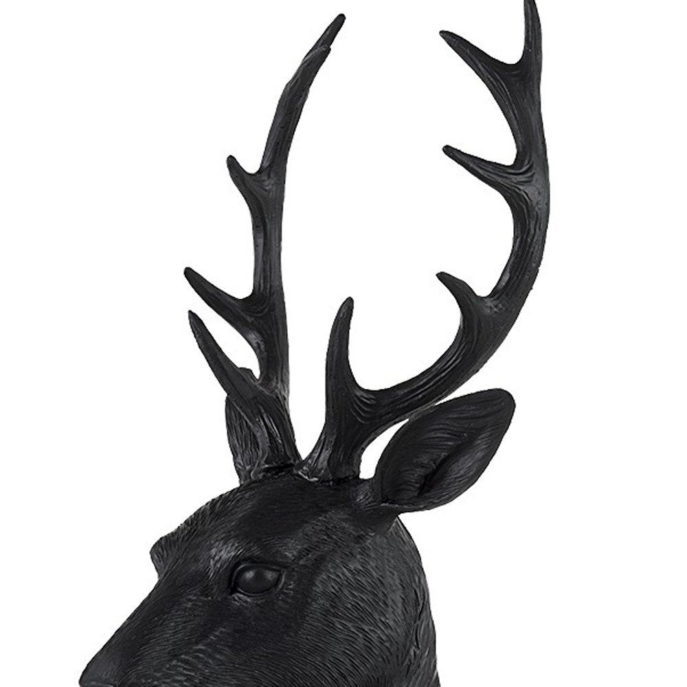 23" Black Polyresin Suited Deer Bust Tabletop Sculpture HomeRoots