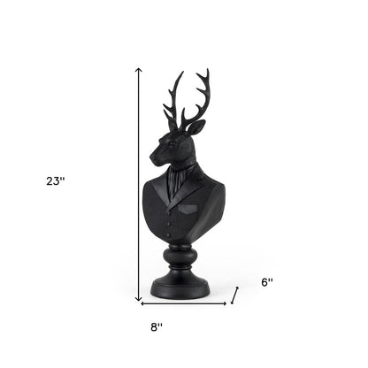 23" Black Polyresin Suited Deer Bust Tabletop Sculpture HomeRoots