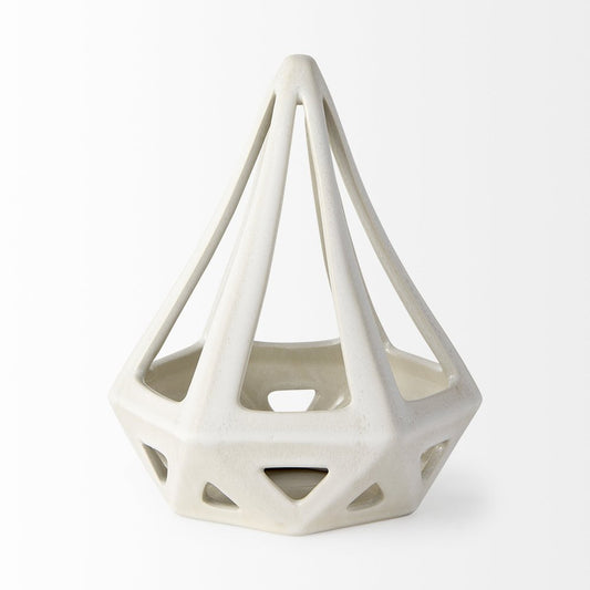 9" White Stainless Steel Tabletop Sculpture HomeRoots