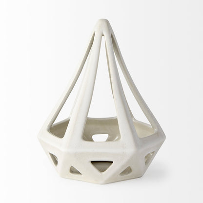 9" White Stainless Steel Tabletop Sculpture HomeRoots