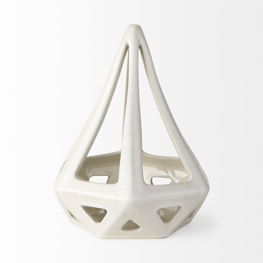 9" White Stainless Steel Tabletop Sculpture HomeRoots