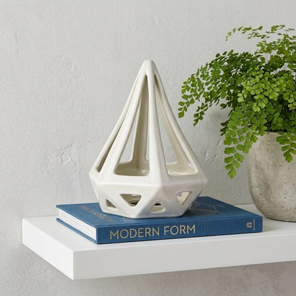 9" White Stainless Steel Tabletop Sculpture HomeRoots