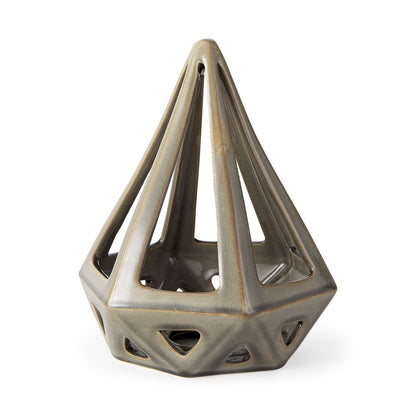 Khaki Crackle Glaze Ceramic Conical Sculpture HomeRoots