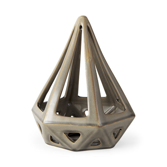 Khaki Crackle Glaze Ceramic Conical Sculpture HomeRoots