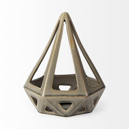 Khaki Crackle Glaze Ceramic Conical Sculpture HomeRoots