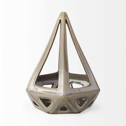 Khaki Crackle Glaze Ceramic Conical Sculpture HomeRoots